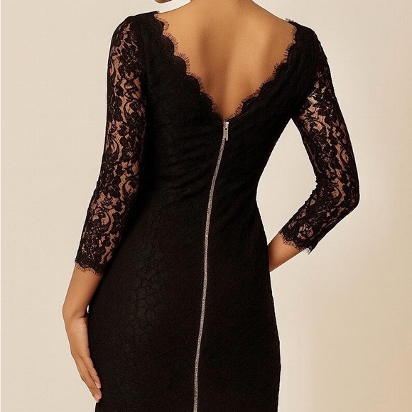 Diane Von Furstenberg Black Lace Long Sleeve Dress - Picture 6 of 10